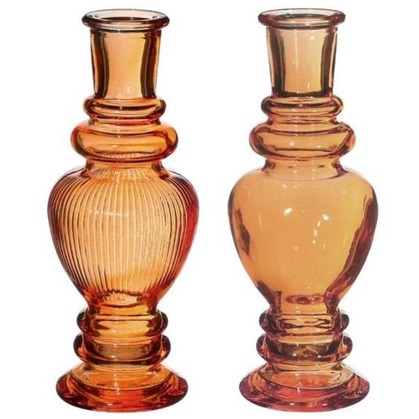 Vase bougeoir en verre - 16 cm - Ambre - 2 pcs - Photo n°1
