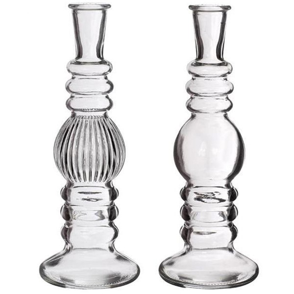 Vase bougeoir en verre - 23 cm - Transparent - 2 pcs - Photo n°1
