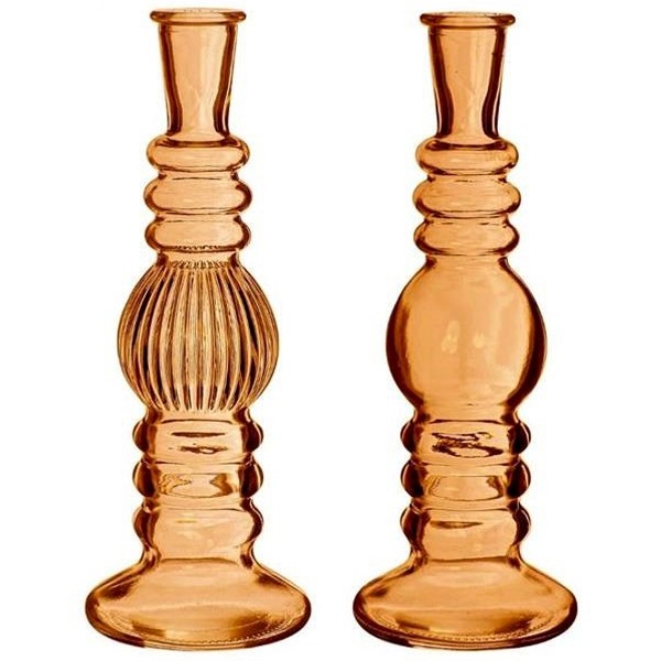 Vase bougeoir en verre - 23 cm - Ambre - 2 pcs - Photo n°1