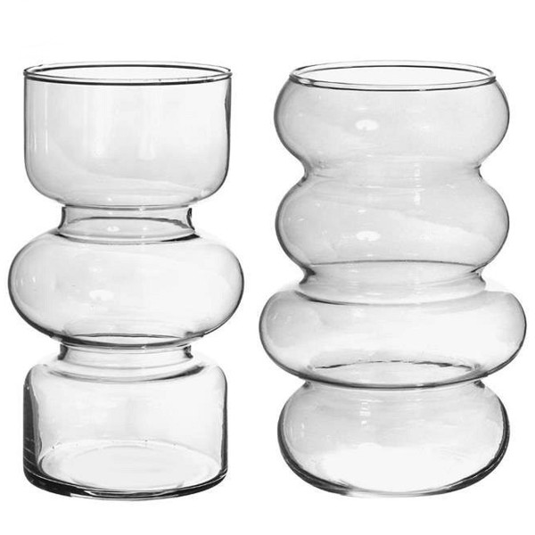 Vases minimaliste en verre - 18 cm - Transparent - 2 pcs - Photo n°1