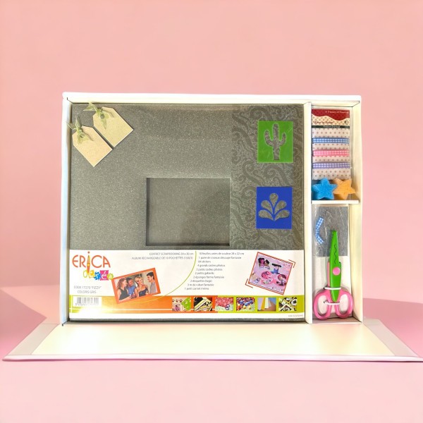 Kit scrapbooking - Album photo à personnaliser - 30 x 30 cm - Gris - Accessoires - Photo n°2