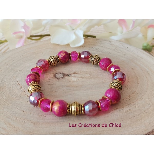 Kit bracelet fil élastique perles jade violette - Photo n°1