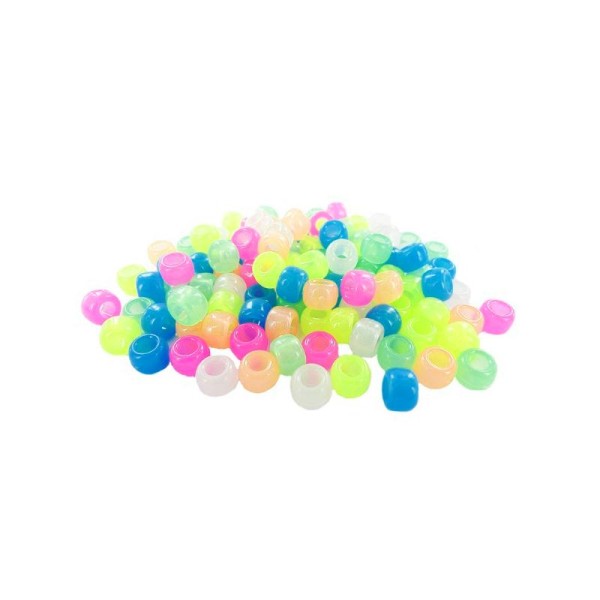 Perles cassis en plastiques (ø 09 mm) Multi Acidulé - Bocal de 400 pièces - Photo n°1