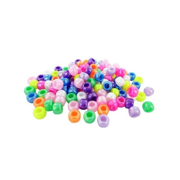 Perles cassis en plastiques (ø 09 mm) Multi Nacré - Bocal de 400 pièces - Photo n°1