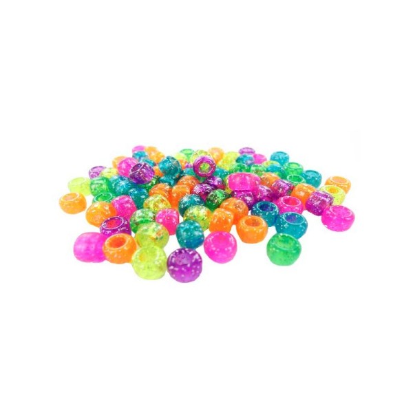 Perles cassis en plastiques (ø 09 mm) Multi Pailleté - Bocal de 400 pièces - Photo n°1