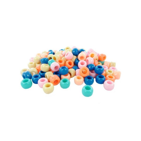 Perles cassis en plastiques (ø 09 mm) Multi Pastel - Bocal de 400 pièces - Photo n°1