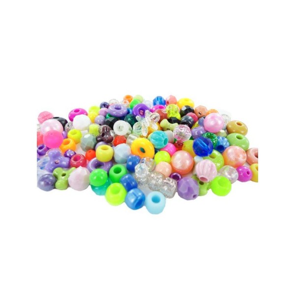Perles en plastique Mix Tailles forme et couleur - Sachet d'env. 1500 pièces (450 grs) - Photo n°1