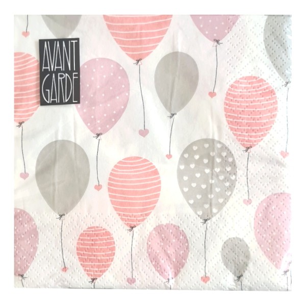 Gros lot 100 serviettes en papier motif Ballons sur fond Blanc, 33 x 33 cm, fête et baby shower - Photo n°2