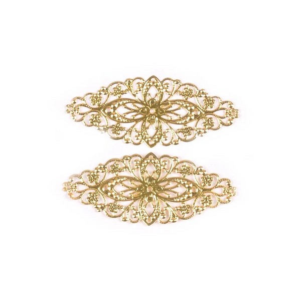 5 Embellissements en métal doré ovals - Photo n°1