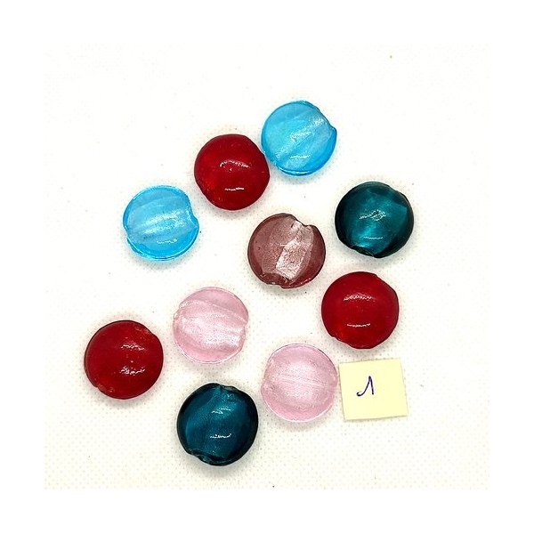 10 Perles en verre multicolore - 20mm - 184-1 - Photo n°1
