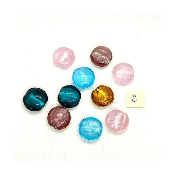 10 Perles en verre multicolore - 20mm - 184-2 - Photo n°1