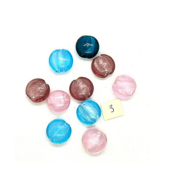 10 Perles en verre multicolore - 20mm - 184-3 - Photo n°1
