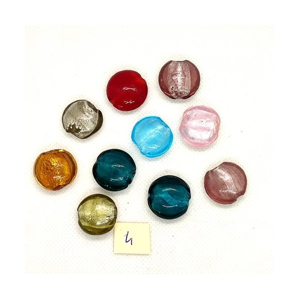 10 Perles en verre multicolore - 20mm - 184-4 - Photo n°1