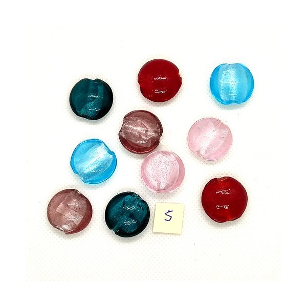 10 Perles en verre multicolore - 20mm - 184-5 - Photo n°1