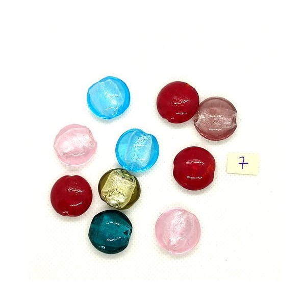 10 Perles en verre multicolore - 20mm - 184-7 - Photo n°1