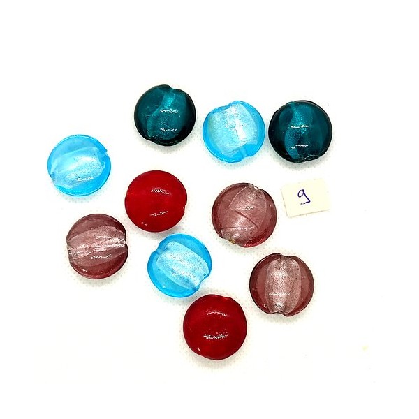 10 Perles en verre multicolore - 20mm - 184-9 - Photo n°1