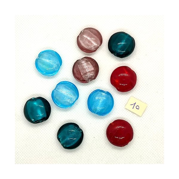 10 Perles en verre multicolore - 20mm - 184-10 - Photo n°1