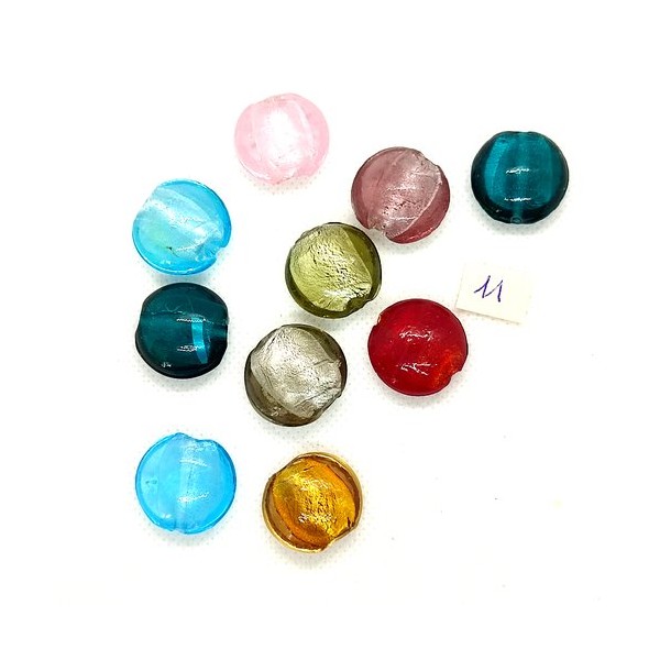 10 Perles en verre multicolore - 20mm - 184-11 - Photo n°1