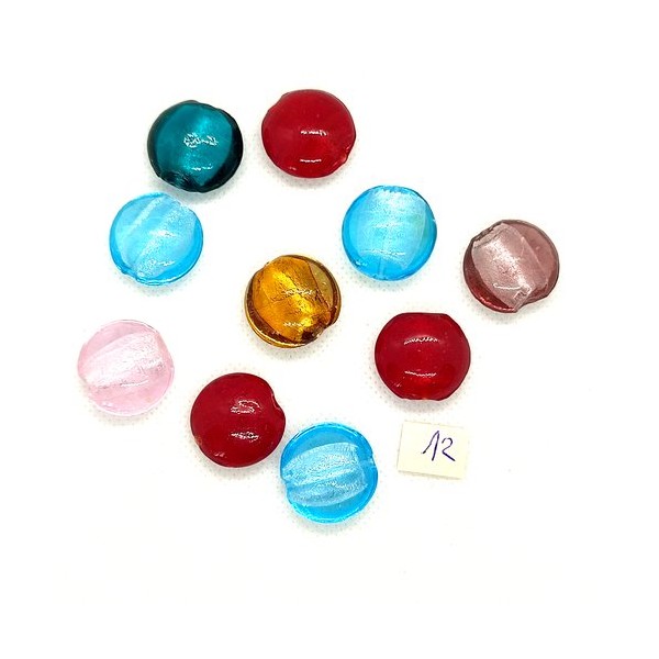 10 Perles en verre multicolore - 20mm - 184-12 - Photo n°1