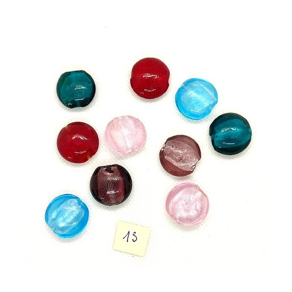 10 Perles en verre multicolore - 20mm - 184-13 - Photo n°1