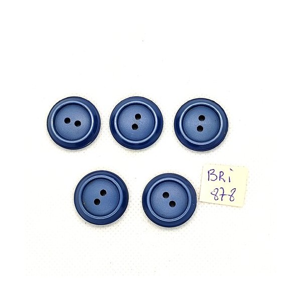 5 Boutons en résine bleu - 22mm - BRI878 - Photo n°1