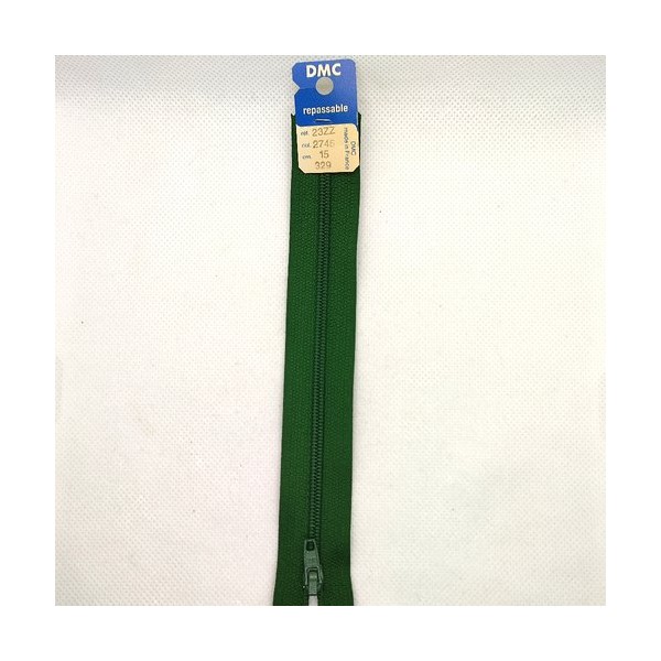 1 Fermeture éclair DMC - vert 2745 - 15cm - maille nylon - BRI - Photo n°1