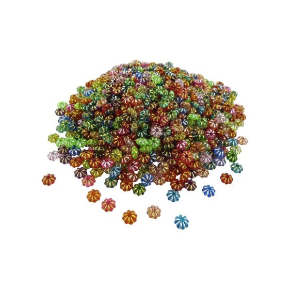 Perles roboles en plastique (07 x 03 mm) Multi Transparent - Bocal d'environ 2700 pcs - Photo n°1