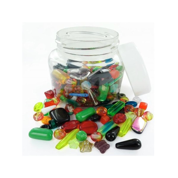 Perles en verre Mix formes, tailles et couleurs - Bocal de 300 grammes - Photo n°1
