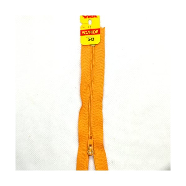 1 Fermeture éclair YKK non séparable orange 843 - 12cm - maille nylon - Photo n°0
