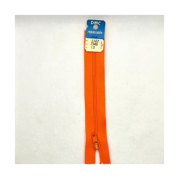 1 Fermeture éclair DMC non séparable orange 2540 - 12cm - maille nylon - Photo n°1