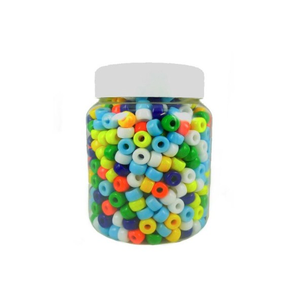 Perles cassis en verres (ø 09 mm) Multi Opaque - Bocal de 500 grammes (env. 800 pièces) - Photo n°1