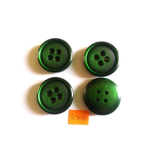 4 Boutons en résine vert - vintage - 31mm - 4508D - Photo n°1