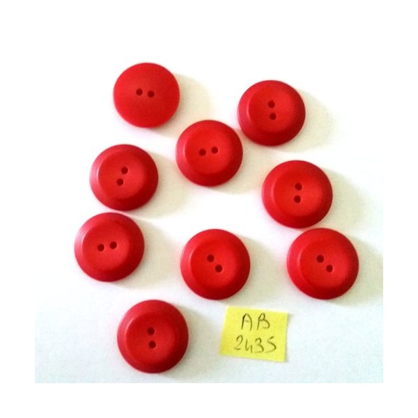 9 Boutons en résine rouge - 22mm - AB2435 - Photo n°1
