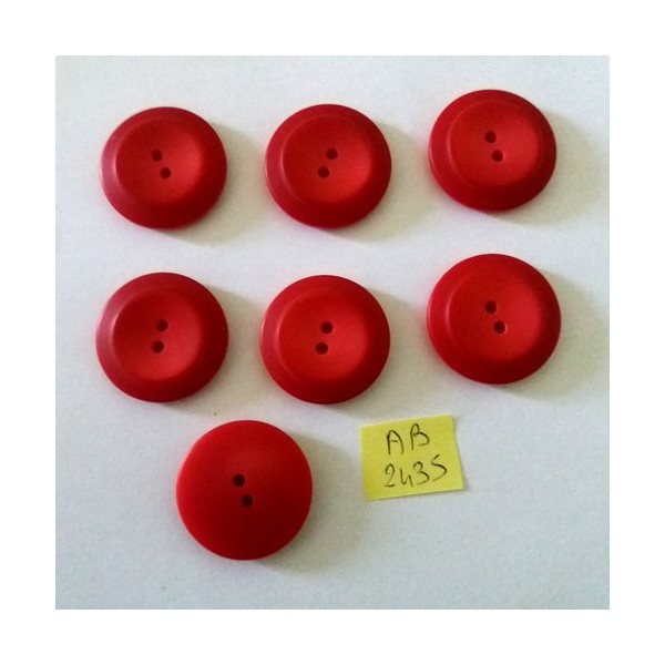 7 Boutons en résine rouge - 27mm - AB2435 - Photo n°1