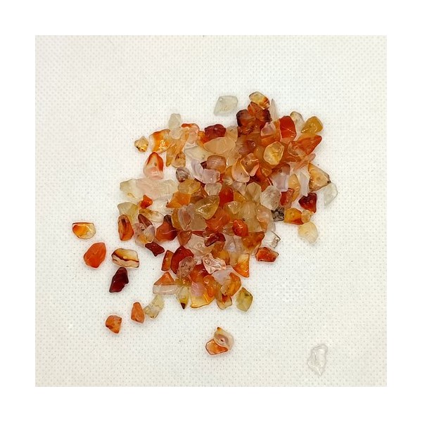 30 Grammes de chips de perles gemme cornaline percées ton orange et transparent - 246 - Photo n°1