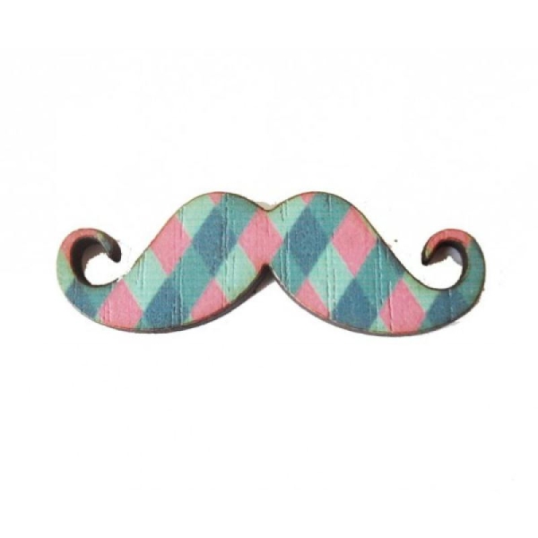 (Petite) Moustache Bois Imprimé 40x15mm - Photo n°1