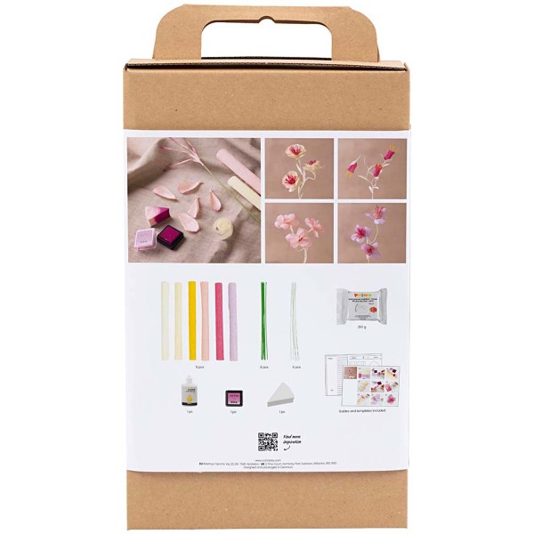 Kit DIY papier crépon - Fleurs sur base en argile - Couleurs pastel - 4 pcs - Photo n°4