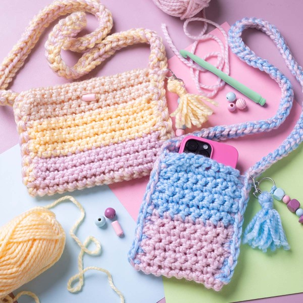 Kit crochet pour enfant - J'apprends à crocheter un sac - 2 pcs