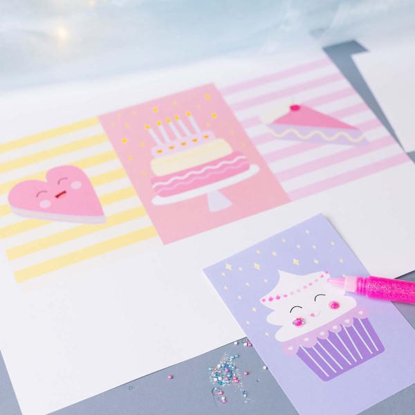 Mini kit créatif enfant - Crée tes invitations d'anniversaire - 4 cartes - Photo n°3
