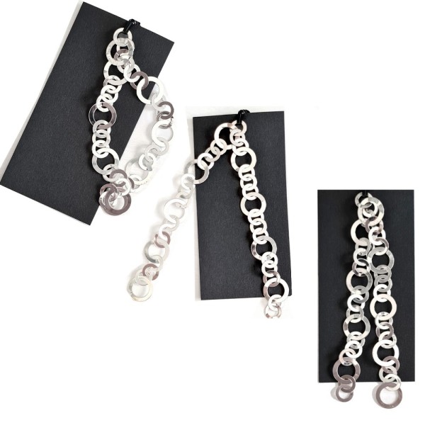 3 Chaines de bijoux aluminium argenté, 3x 25 cm de long, Maille ronde et plate, réalisation de bijou - Photo n°1