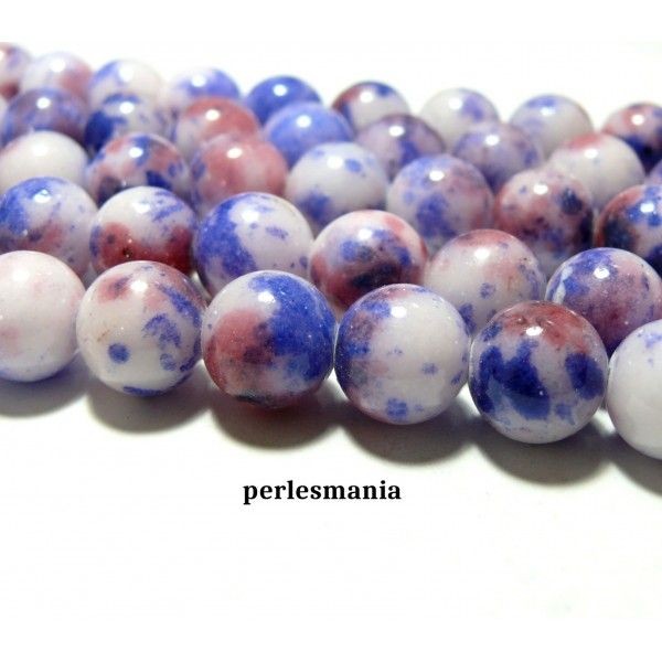 REF73515 Lot de 20 perles Rondes Jade teintée 6mm bleu et rouge - Photo n°1