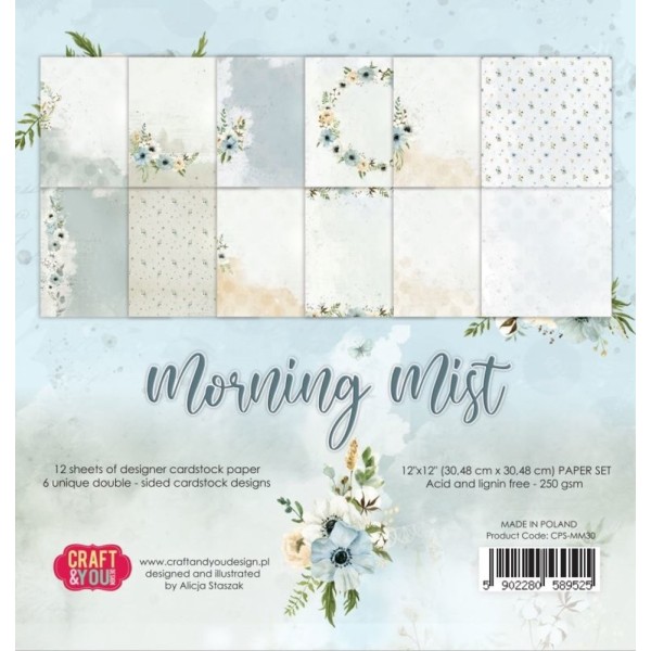 Pochette de 12 feuilles recto verso Morning mist Craft and you design - Photo n°1
