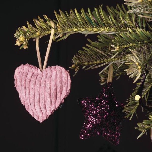 Suspensions de Noël - Arbre/Coeur/Etoile - Rouge - 7 cm - 3 pcs - Photo n°2