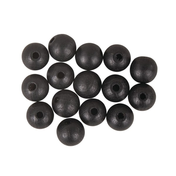 Perles en bois - Noir - 10 mm - 35 pcs - Photo n°1