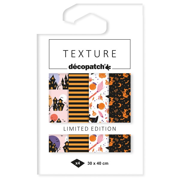 Papier décopatch texture - Halloween - Edition limitée - 30 x 40 cm - 4 feuilles - Photo n°1