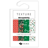 Papier décopatch texture - Noël Cosy - Edition limitée - 30 x 40 cm - 4 feuilles