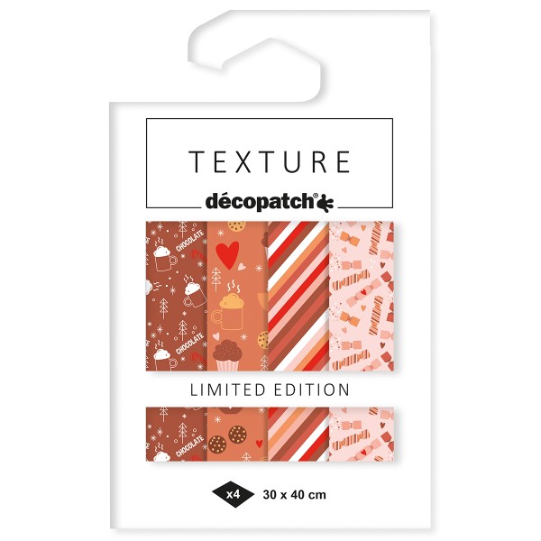 Papier décopatch texture - Noël Chocolat - Edition limitée - 30 x 40 cm - 4 feuilles - Photo n°1