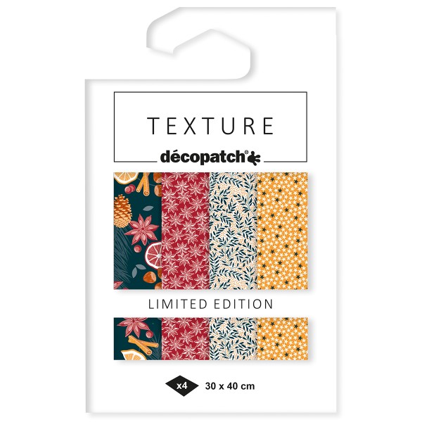 Papier décopatch texture - Noël Agrumes - Edition limitée - 30 x 40 cm - 4 feuilles - Photo n°1