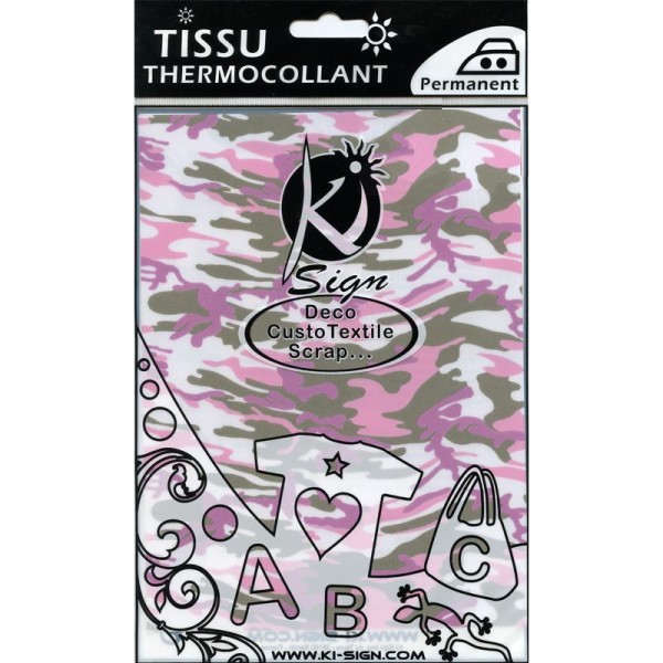 Tissu Thermocollant Camouflage army rose 15 x 20 cm - Photo n°1