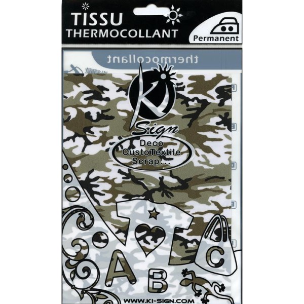 Tissu Thermocollant Camouflage army 15 x 20 cm - Photo n°1